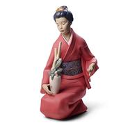 NAO Figura Decorando el Ramo. Escultura Decorativa de Mujer Japonesa en Porcelana Mate. Figurita Ornamental Que Representa la Cultural Japonesa para Decoración del Hogar