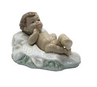NAO Figura del Nacimiento Niño Jesús. Figura Decorativa del Belén Navideño del Niño Jesús Acostado en Porcelana.