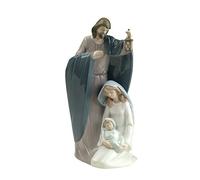 NAO Ha Nacido El Salvador. Figura de la Sagrada Familia en Porcelana Brillo. Misterio de Navidad con San José, Virgen María y Niño Jesús para Belén