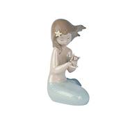 NAO Joya del Mar. Figura Decorativa de Sirena en Porcelana Brillo. Figurita Ornamental de Sirenita en Tonos Pastel para Decoración del Hogar