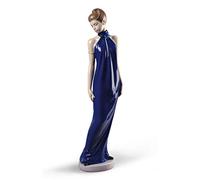 NAO La Modelo Edición Especial. Figura Decorativa de Mujer en Porcelana Brillo. Escultura Ornamental Femenina Que Representa una Mujer con Vestido Largo Azul