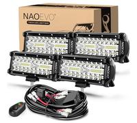 NAOEVO - Barra de luz LED de 7 pulgadas, luces LED de niebla/conducción/todoterreno, luces LED de tractores con 4 cables de arnés de cableado, luces LED, luces de trabajo para camión, barco, ATV UTV