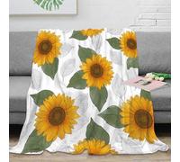 NAOFEKUID 3D Impresión Manta Girasol Microfibra Decoración Hogar Sunflower Manta para Sofá Cama Suave Acogedora Adultos 60x80(150x200cm)