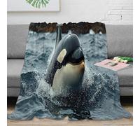 NAOFEKUID Diseño Realista Manta 3D Impresa Orca Microfibra Decoración Hogar Manta Ballena Suave Cálida Sofá Dormitorio 50x60(127x152cm)