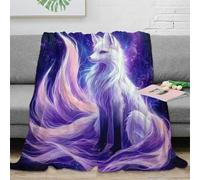NAOFEKUID Elegante Fantasía Manta Zorro 3D Printed Microfibra Decoración Sofá Nine-Tails Throw Blanket Suave Adultos 50x60(127x152cm)