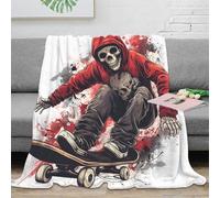 NAOFEKUID Estilo Graffiti 3D Printed Skateboard Skull Manta Microfibra Decoración Hogar Skate Throw Blanket para Sofá Dormitorio 60x80(150x200cm)