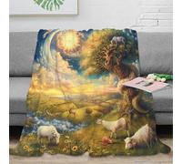 NAOFEKUID Estilo Rural Manta 3D Impresa Microfibra Decoración Hogar Patrón Árbol Ovejas Manta Sofá Cama 60x80(150x200cm)