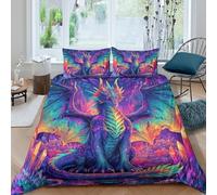 NAOFEKUID Fantasía Mágica Funda Nórdica Dragón Impresa 3D Microfibra Decoración Dormitorio Juego de Sábanas Dragón Suave Transpirable Regalo Adulto King（220x240cm）