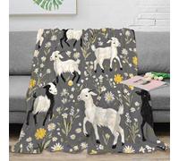 NAOFEKUID Manta 3D Impresa Llama Floral Microfibra Decoración Hogar Alpaca Margarita Throw Blanket Suave Cálida Sofá Cama Adultos 60x80(150x200cm)