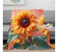 NAOFEKUID Manta 3D Printed diseño Girasol Microfibra decoración hogar Sunflower Throw Blanket Suave cálida sofá Dormitorio 40x50(100x130cm)