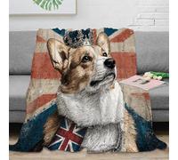 NAOFEKUID Manta Corgi Estilo Británico Retro Impresión 3D Microfibra Decoración Hogar Corgi Manta para Sofá Dormitorio Adultos 80×90(200x230cm)