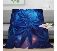 NAOFEKUID Manta de Hojas Galaxia 3D Impresa Microfibra Decoración Hogar Azul Universo Frazada Suave Cálida Adultos Sofá Cama 50x60(127x152cm)