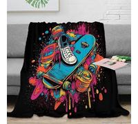 NAOFEKUID Manta de Skateboarding Graffiti Impresa 3D Microfibra Decoración Hogar Manta Skate Graffiti para Adultos Sofá Dormitorio 70×80(180x200cm)