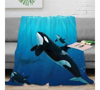 NAOFEKUID Manta Diseño 3D Orca Océano Microfibra Decoración Hogar Cobija Ballena para Adultos Sofá Dormitorio 40x50(100x130cm)