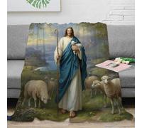 NAOFEKUID Manta Patron Pastor 3D Impresa Microfibra Decorativa Diseño Ovejas Mantita para Adultos Sofá Dormitorio 50x60(127x152cm)