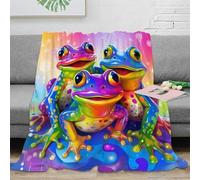 NAOFEKUID Manta Rana 3D Impresa Microfibra Decoración Hogar Diseño Colorido Frog Throw Blanket para Sofá Dormitorio Adultos 80×90(200x230cm)