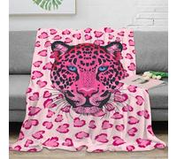 NAOFEKUID Manta Rosa de Leopardo 3D Impresión Microfibra Suave Decoración Hogar Leopard Throw Blanket Sofá Cama 50x60(127x152cm)