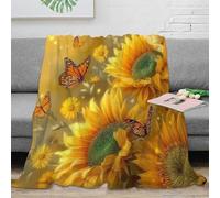 NAOFEKUID Manta Sunflower Butterfly Impresión 3D Microfibra Decoración Hogar Manta Sunflower Suave Sofá Dormitorio 60x80(150x200cm)