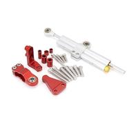 Naojino Amortiguador dirección Compatible con Aprilia para RS660 2021 2022 2023 Soporte De Amortiguador De Dirección Estabilizador De Motocicleta Accesorios Manillar Estabilizador(Silver-Red)