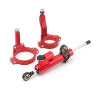 Naojino Amortiguador dirección Compatible con ZX4RR para ZX4R 2023 - Soporte De Montaje Estabilizador del Amortiguador De Dirección Motocicleta Accesorios Amortiguador De Dirección Universal(Red)
