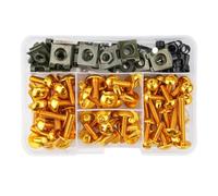 Naojino Tuercas y Tornillos Universal 155PCS para M5 M6 Motocicleta Tornillo Máquina Surtido Kit Moto Carenado Pernos Kit Sujetador Clips Tornillo(Yellow)
