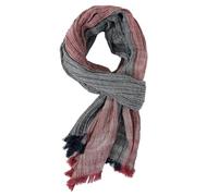 Naoyoshi Bufanda de algodón y lino a rayas para hombre, bufanda cálida de pashmina, chales de moda para hombre, rojo vino, 180*70cm