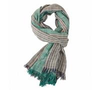 Naoyoshi Bufanda de algodón y lino a rayas para hombre, bufanda cálida de pashmina, chales de moda para hombre, verde, 180*70cm