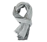 Naoyoshi Bufanda de algodón y lino a rayas para hombre, bufanda cálida de pashmina, chales de moda para hombre, Gris Claro, 180*70cm