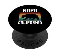 Napa California Bear Wine Country Degustación Valley Lover Retro PopSockets PopGrip Adhesivo