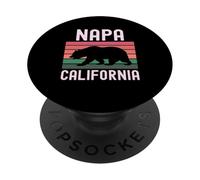 Napa California Bear Wine Country Degustación Valley Lover Retro PopSockets PopGrip Adhesivo