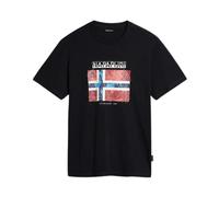 Napapijri - Camiseta de Algodón con Bandera Noruega Negra - Tops - Hombre - Negro - L -