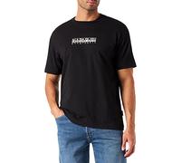 Napapijri Camiseta de Hombre, Camiseta de algodón de Manga Corta y Cuello Redondo con Estampado del artículo NP0A4GDR s-Box ss3, 041 Black, XXL