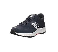 Napapijri Match 02 - Zapatillas con cordones para hombre, combinación de cuero/tela, para tiempo libre, elegantes, color azul