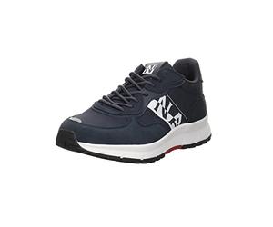 Napapijri Match 02 - Zapatillas con cordones para hombre, combinación de cuero/tela, para tiempo libre, elegantes, color azul