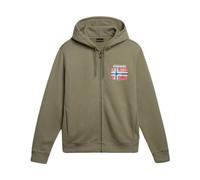 Napapijri- Sudadera Verde de Algodón con Cremallera Completa- Sweatshirts & Hoodies- Hombre- Verde- S- Sudadera Verde de Algodón con Cremallera Completa
