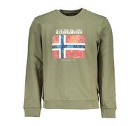 Napapijri- Sudadera verde de manga larga con estampado de logo- Sweatshirts & Hoodies- Hombre- Verde- S- Sudadera verde de manga larga con estampado de logo