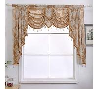 NAPEARL Cortina drapeada con Cenefa de Tejido Jacquard, Cenefa de Tejido de Damasco con Cuentas para Sala de Estar, 1 Cortina Color Beis, 155 cm de Ancho