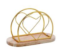 Napkin Holder - Dinner Napkin Holder Bar Decor | Heart-Shaped Wrought Iron Holders | Rubberwood Base Desk Organizer | For Home Bedroom Living Room Bathroom Shelf Table Desk Apartment