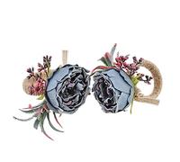 Napkin Rings Holder 2 Pack | Artificial Flower & Wood Design for Wedding/Christmas/Party | Decorative Napkin Buckle for Table Setting (Azul)