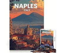 Nápoles, Italia Paisaje Urbano con el Vesubio Rompecabezas de 1000 Piezas para Adolescentes Rompecabezas Mental Desafío de tensión Arte para armar Regalo Premium (38x52cm)
