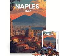 Nápoles, Italia Paisaje Urbano con el Vesubio Rompecabezas de 1000 Piezas para Adultos Juguete para la Mente Alivia la ansiedad Bordes precisos Regalo Original (50x75cm)