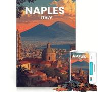 Nápoles, Italia Paisaje Urbano con el Vesubio Rompecabezas de 1000 Piezas para Adultos Juguete para la Mente Alivia la ansiedad Bordes precisos Regalo Original (50x75cm)