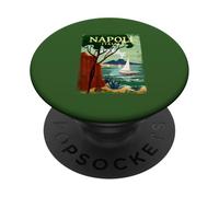 Nápoles Napoli Italia Mar Mediterráneo Vintage Retro Póster PopSockets PopGrip Adhesivo