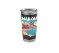 Napoli Nápoles Italia Retro Viajes Arte Mediterráneo Playa Vaso térmico de acero inoxidable de doble pared