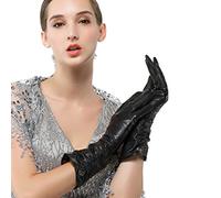 Nappaglo Las mujeres de piel de cordero de cuero italianoNappaglo Guantes invierno caliente simple largo forro polar guantes touchscreen (XL (Palm:20.3-21.6cm), negro (pantalla táctil)