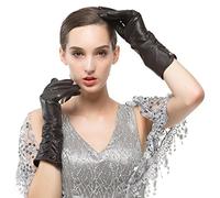 Nappaglo Las mujeres de piel de cordero de cuero italianoNappaglo Guantes invierno caliente simple largo forro polar guantes touchscreen (S (Palm:16.5-17.8cm), marrón oscuro (no táctil))