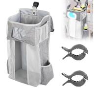 Nappy Caddy Organizador Colgante De PañAles Colgantes Caddy De MúLtiples Compartimentos Oxford Tela Gran Capacidad De Almacenamiento Organizador De Cuna De Bebé Ajustable No Deslizante, Gris
