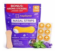 Naptuno Tiras nasales para ronquidos, paquete de 40, tiras nasales para respirar extra fuerza para mejorar la respiración, sueño reparador y comodidad, solución gratuita para ronquidos y alivio