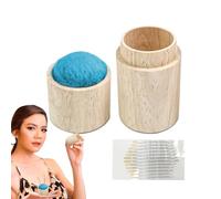 Naqqios Alfiletero de costura - Cojines con agujas de costura, caja de herramientas portátil para coser | Caja porta agujas de madera y tapa para el hogar