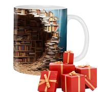 Naqqios Book Coffee Mug - Taza de cerámica para té, taza de café, taza de café, taza de libro, taza de café, taza de café, taza de café, taza de café, taza de biblioteca con asa